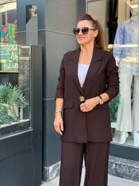 GOLD DÜĞME DETATLI BLAZER CEKETLİ İKİ NAVİ TAKIM