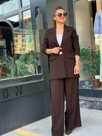 GOLD DÜĞME DETATLI BLAZER CEKETLİ İKİ NAVİ TAKIM
