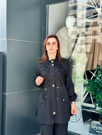 Güpür ve Payet Detaylı İkili Takım Siyah