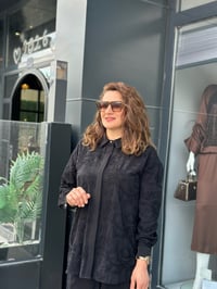 Güpürlü Taş İşlemeli İkili Pantolonlu Takım Siyah