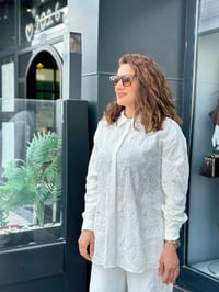 Güpürlü Taş İşlemeli İkili Pantolonlu Takım Beyaz