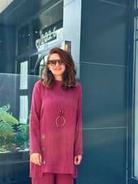 İkili İpek Qupra Düğmeli Takım Mürdüm