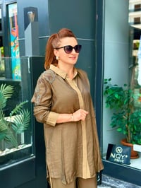 İPEK DOKULU BONCUK İŞLEMELİ İKİLİ TAKIM
