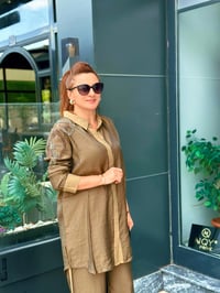 İPEK DOKULU BONCUK İŞLEMELİ İKİLİ TAKIM