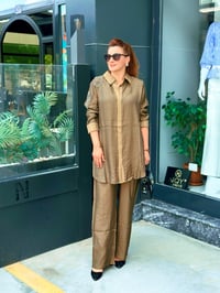 İPEK DOKULU BONCUK İŞLEMELİ İKİLİ TAKIM