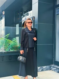 İpeksi Modal Tafta Konbinli Etek Ceket Takım Siyah