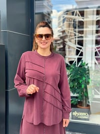İpeksi Modal Tunik Taş İşlemeli Etekli Takım Bordo
