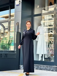 İthal Full Likralı Pamuklu Örme Kumaş Elbise Siyah