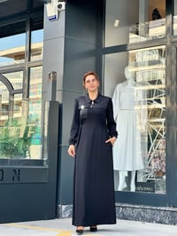 İthal Full Likralı Pamuklu Örme Kumaş Elbise Siyah