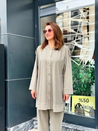İthal Full Likralı Tencel Kumaş Taş İşlemeli İkili Takım Haki