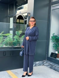 İTHAL FULL LİKRALI TENCEL KUMAŞ TAŞ İŞLEMELİ İKİLİ TAKIM LACİVERT