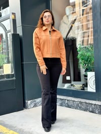 Keçe Kumaş Kısa Ceket Camel