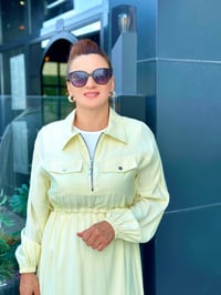 KETEN BELDEN LASTİKLİ ELBİSE