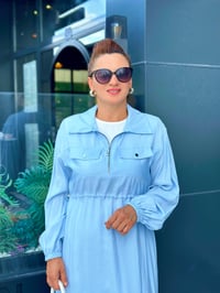 KETEN BELDEN LASTİKLİ ELBİSE