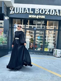 Keten Taş İşlemeli Gömlek Siyah