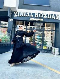 Keten Taş İşlemeli Gömlek Siyah