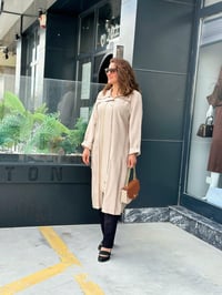 Keten Tencel Fermuar Ve Zincir Detaylı Kap Bej