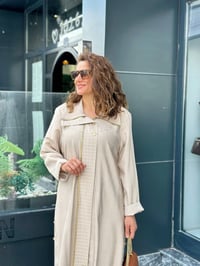 Keten Tencel Fermuar Ve Zincir Detaylı Kap Bej
