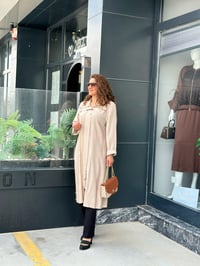 Keten Tencel Fermuar Ve Zincir Detaylı Kap Bej