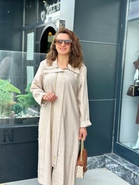 Keten Tencel Fermuar Ve Zincir Detaylı Kap Bej