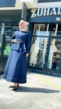 Kot Etekli İkili Takım İndigo