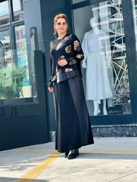 Leopar Detaylı Etekli Takım Siyah