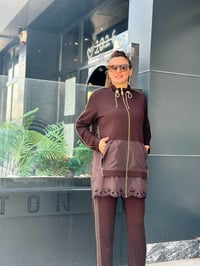 Modal Ceket Pantolon Paraşüt Kumaş ve Fermuar Detaylı İkili Takım Çikolata