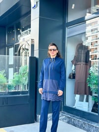 Modal Ceket Pantolon Paraşüt Kumaş ve Fermuar Detaylı İkili Takım Lacivert