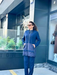 Modal Ceket Pantolon Paraşüt Kumaş ve Fermuar Detaylı İkili Takım Lacivert