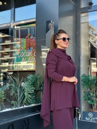 MÜSEMMA ÜÇLÜ PELERİNLİ DENİZ TAKIM BORDO