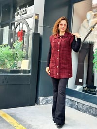 Önden Cepli Tüvit Yelek Bordo