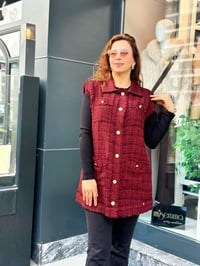 Önden Cepli Tüvit Yelek Bordo
