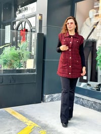 Önden Cepli Tüvit Yelek Bordo