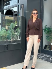 Önden Düğmeli Krep Bluz