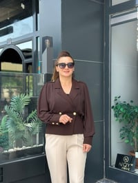 Önden Düğmeli Krep Bluz