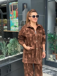 ÖNÜ CEP DETAYLI ÇIT ÇITLI BOL PAÇA PANTOLONLU FLOK TAKIM