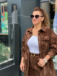 ÖNÜ CEP DETAYLI ÇIT ÇITLI BOL PAÇA PANTOLONLU FLOK TAKIM