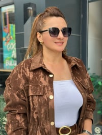 ÖNÜ CEP DETAYLI ÇIT ÇITLI BOL PAÇA PANTOLONLU FLOK TAKIM