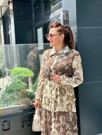Orhan Keten Desenli Bej Giy Çık Elbise