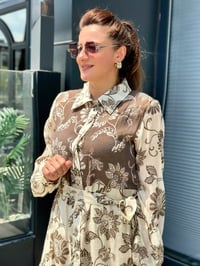Orhan Keten Desenli Bej Giy Çık Elbise