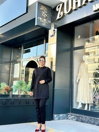Oyhso Kumaş Taşlı Spor Pantolonlu Takım Siyah