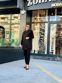 Oyhso Kumaş Taşlı Spor Pantolonlu Takım Siyah
