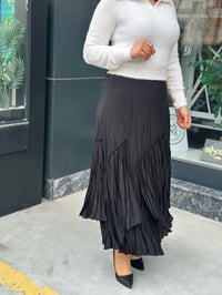 Parçalı Kloş Etek Siyah