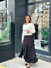 Parçalı Kloş Etek Siyah