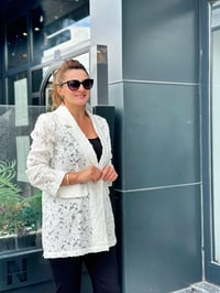 Pul Payet İşlemeli Pamuk Ceket Ekru