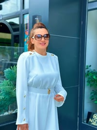 RANA GOLD DÜĞME DETAYLI BEYAZ PANTOLONLU TAKIM