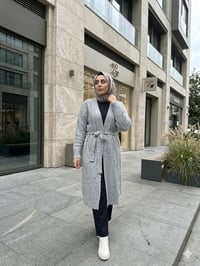 Saç Örgülü Hırka GRİ