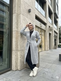 Saç Örgülü Hırka GRİ