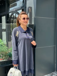 Şebboy Takım Tensel Qupra Omuzları Taş İşlemeli İkili Takım Lacivert
