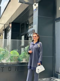 Şebboy Takım Tensel Qupra Omuzları Taş İşlemeli İkili Takım Lacivert